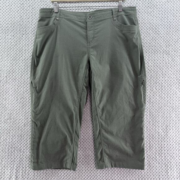Kuhl Pants Women 16 Green Nylon Stretch Mid Rise Capri Rushed Leg Outdoor Hiking - Picture 1 of 16